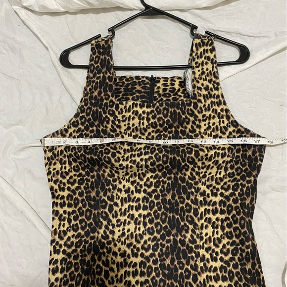 VINTAGE BLUE New Condition Square Neck Cheetah Dress Women’s Mini Midi Stretch - Picture 8 of 8